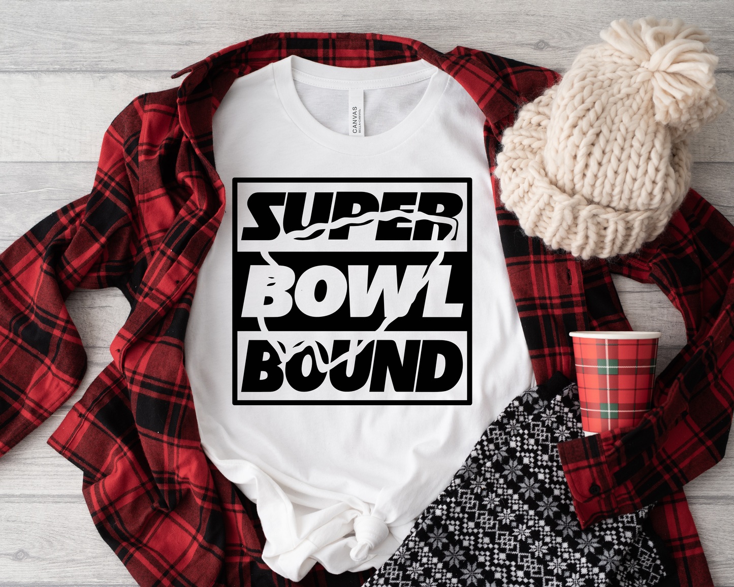Black Super Bowl Bound Arrowhead White Tee