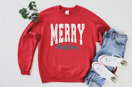 Block Merry Christmas Red Sweatshirt