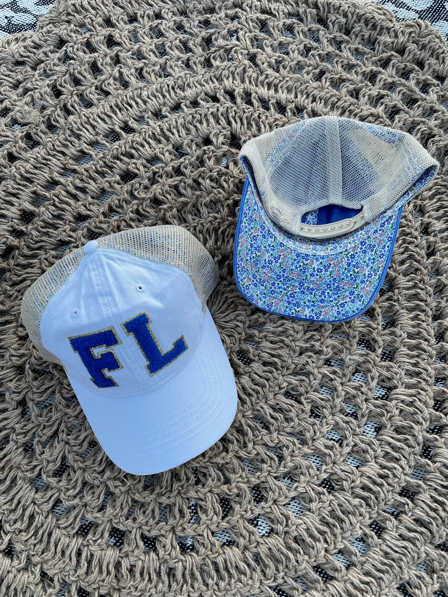 Blue FL White/Floral Underbill Hat