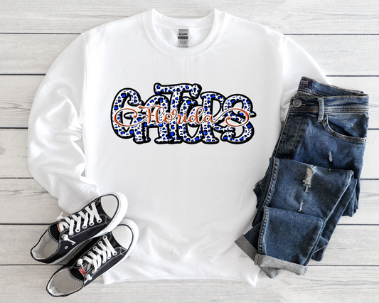 Blue Leopard Gators Orange Florida White Sweatshirt