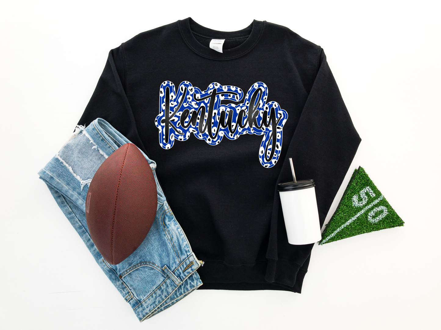 Blue Leopard Kentucky Black Sweatshirt