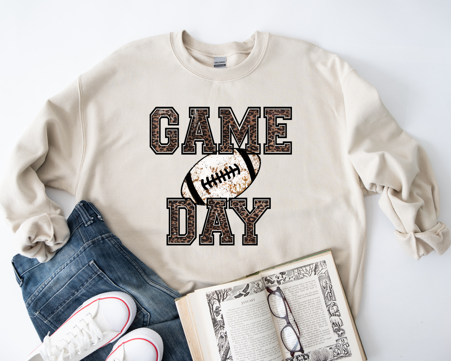 ***HALFTIME HAUL*** Leopard Game Day Sand Sweatshirt