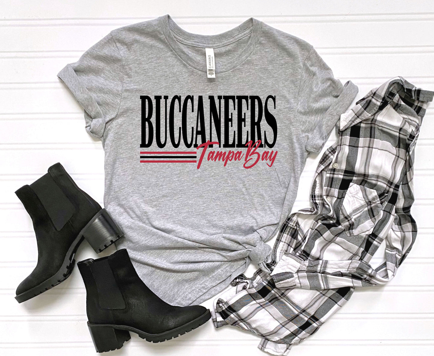 Buccaneers Line Red Tampa Bay Athletic Gray Tee