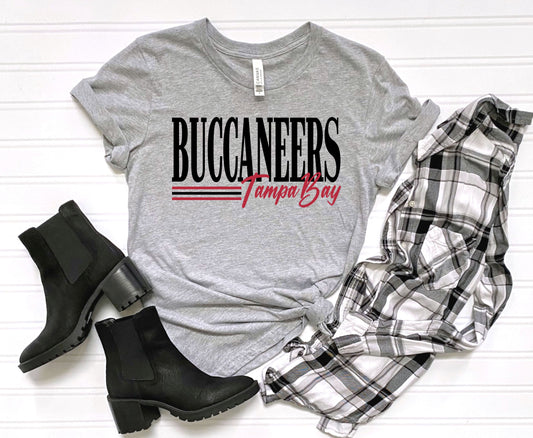 Buccaneers Line Red Tampa Bay Athletic Gray Tee