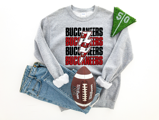 Buccaneers Repeat Lightening Bolt Ash Sweatshirt