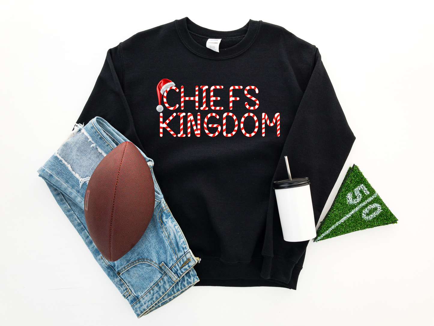 Candy Cane Chiefs Kingdom Black Sweatshirt