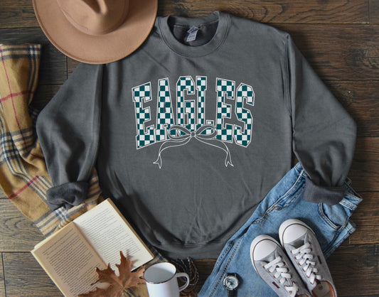 Checkered Eagles with Ribbon Charcoal Sweatshirt