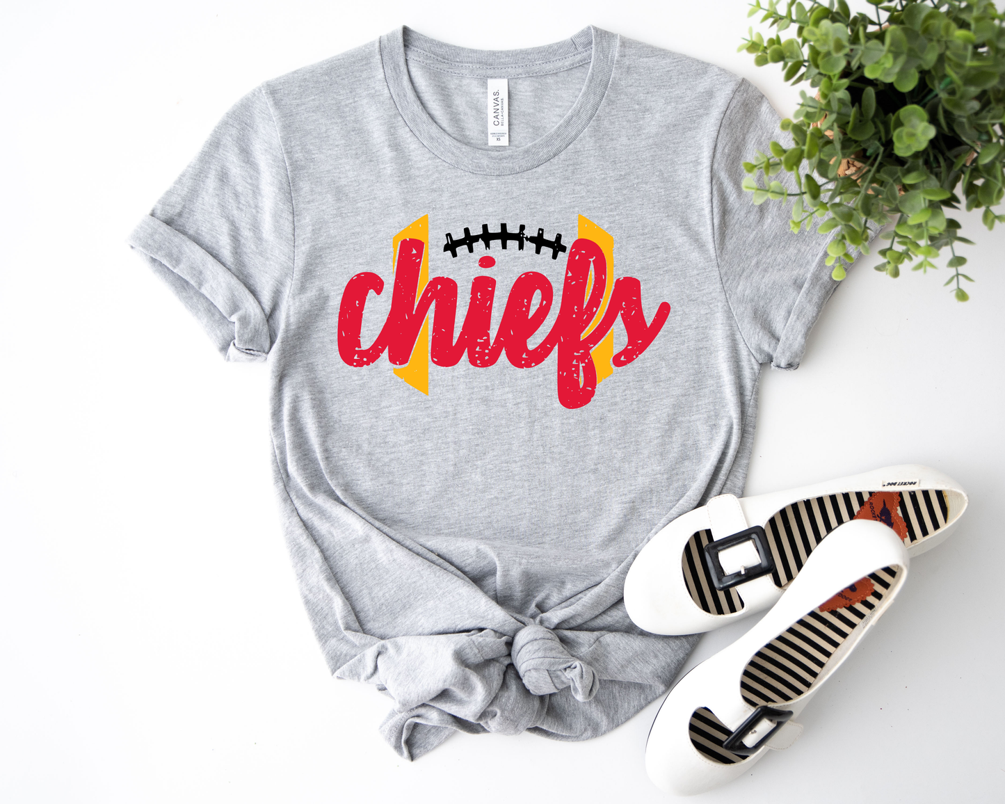 ***HALFTIME HAUL*** Chiefs Football Stitching Athletic Gray Tee