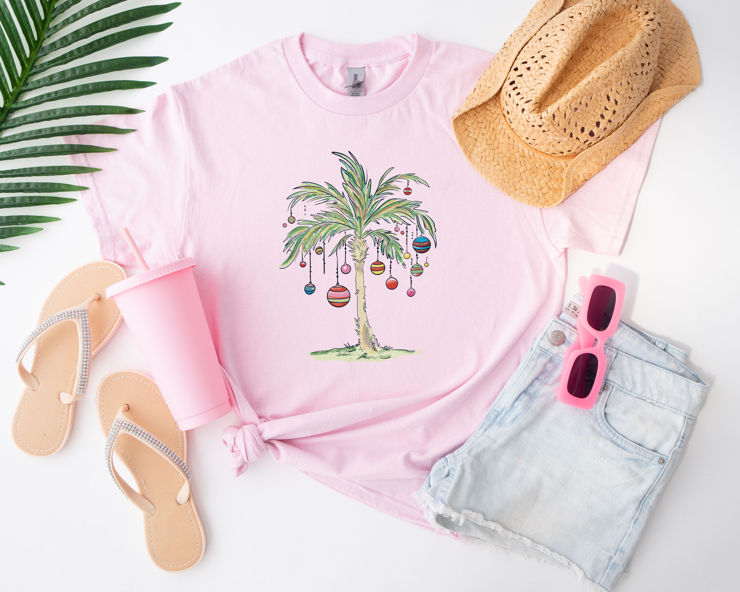 Christmas Palm Pink Tee