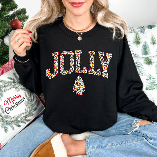 Christmas Leopard Jolly Arrowhead Black Sweatshirt