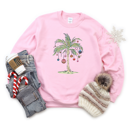 Christmas Palm Pink Sweatshirt