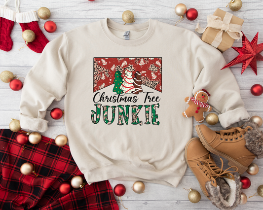 Christmas Tree Junkie Sand Sweatshirt