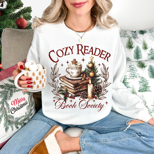 Cozy Book Reader Society White Sweatshirt