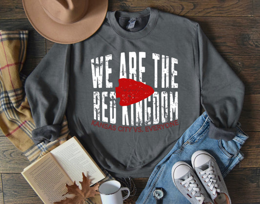 Distressed We Are The Red Kingdom Red Arrowhead Charcoal Sweatshirt