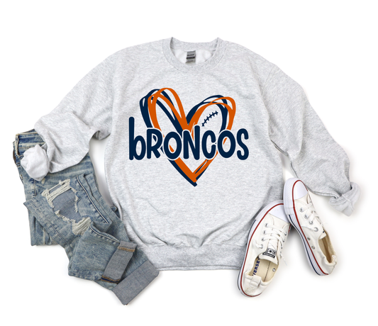 Broncos Double Hearts Ash Sweatshirt