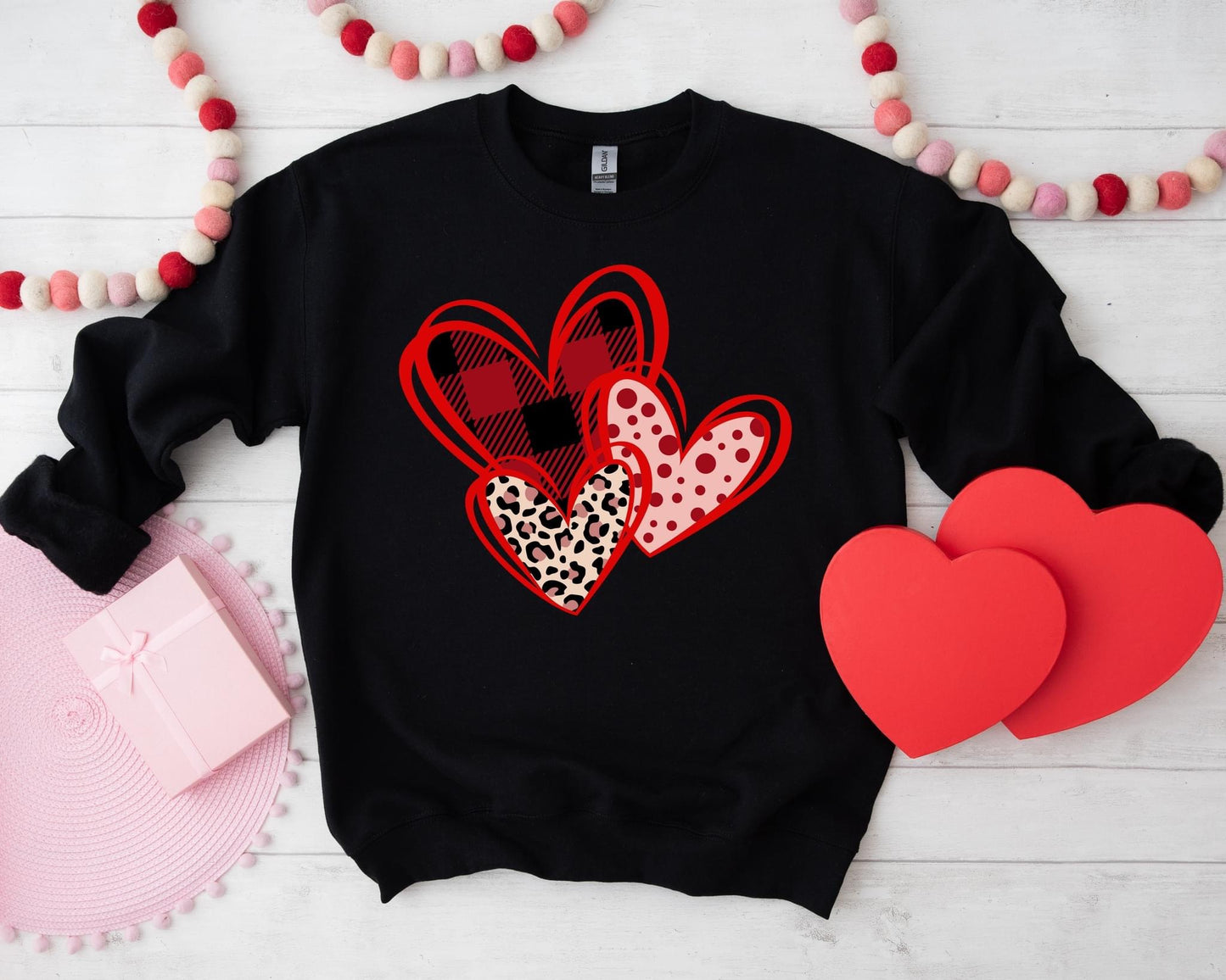 Multiple Heart Black Sweatshirt