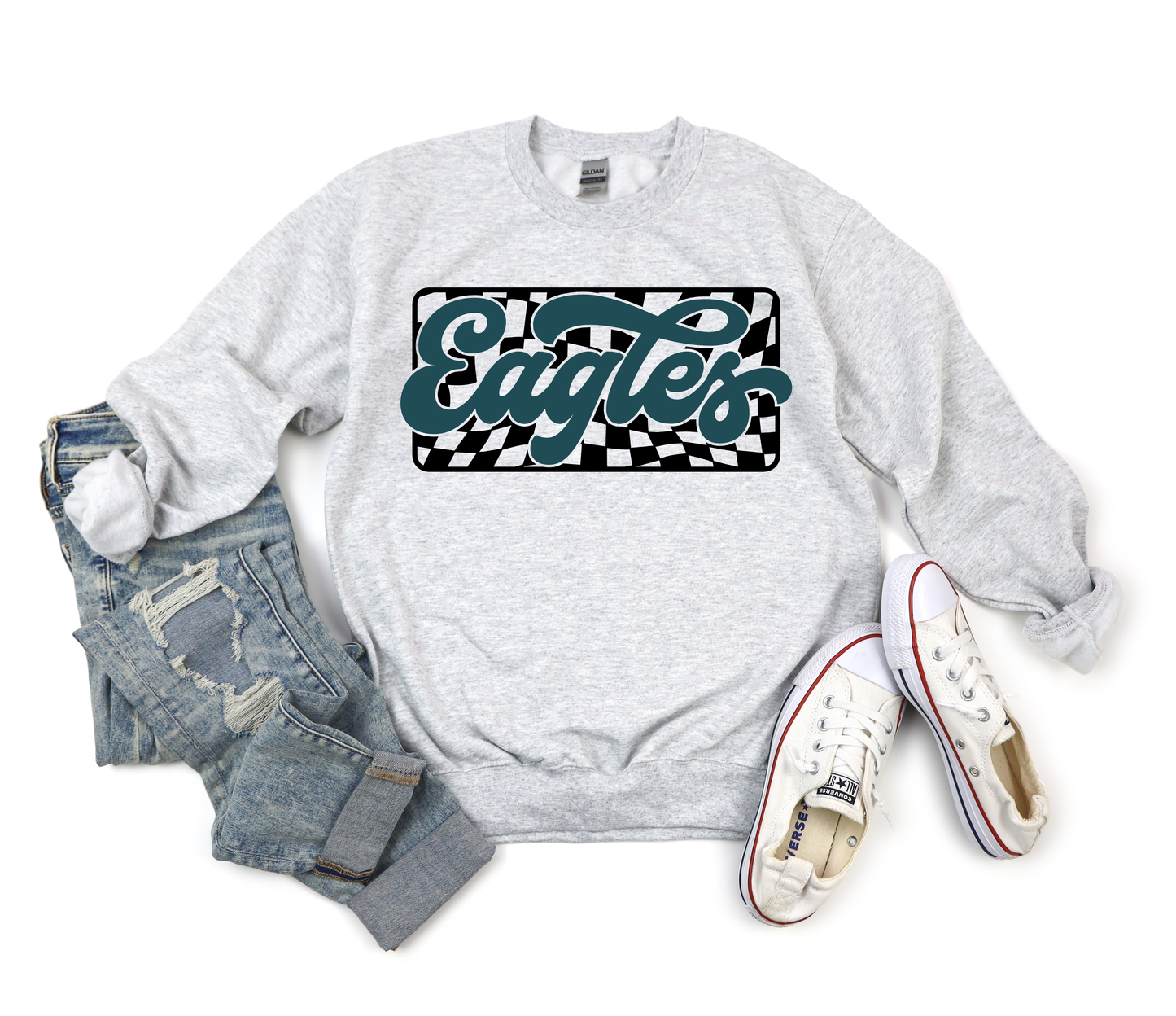 Eagles Checkered Ash Sweatshirt