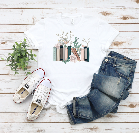 Earth Tone Book Line White Tee