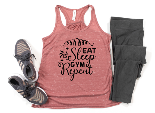 Eat Sleep Gym Repeat Mauve Tank