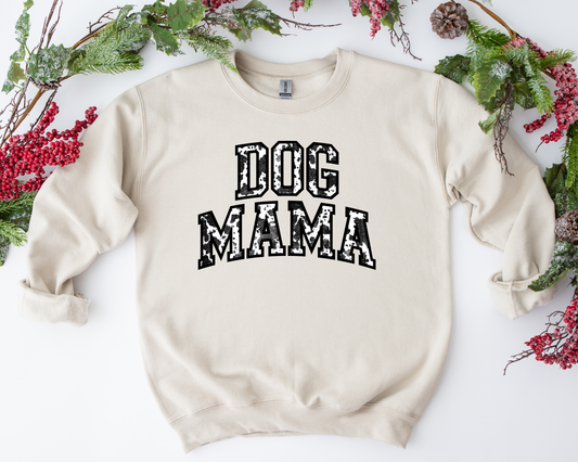 Faux Denim Cow Print Dog Mama Sand Sweatshirt