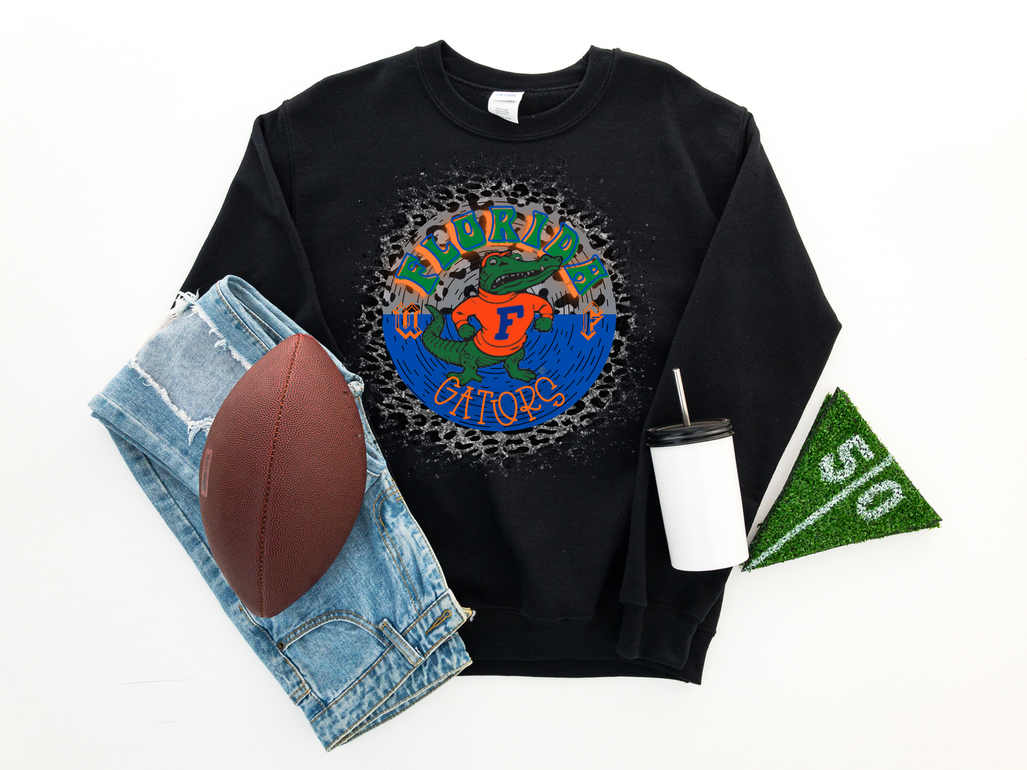 Florida Gators Leopard Circle Black Sweatshirt