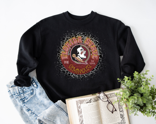 FSU Leopard Circle Black Sweatshirt