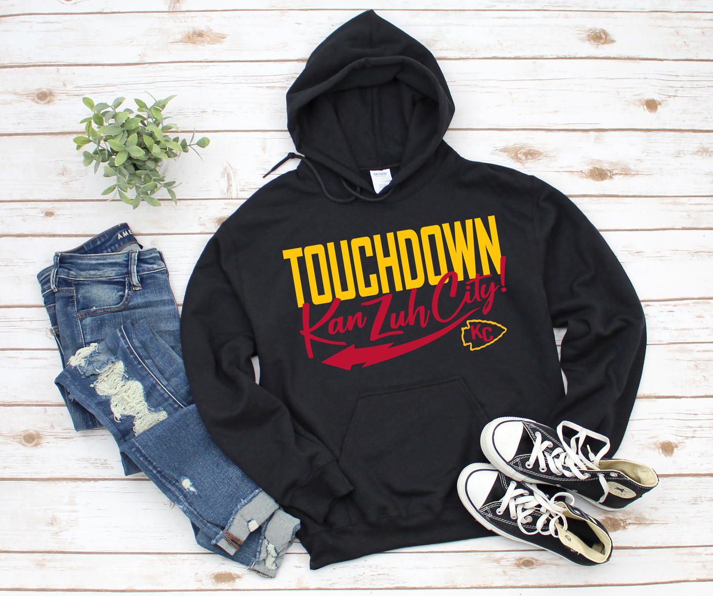 Gold Touchdown Kan Zuh City Black Hoodie