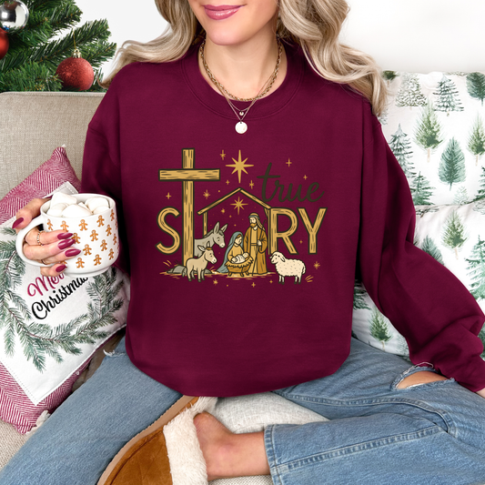 Gold True Story Maroon Sweatshirt