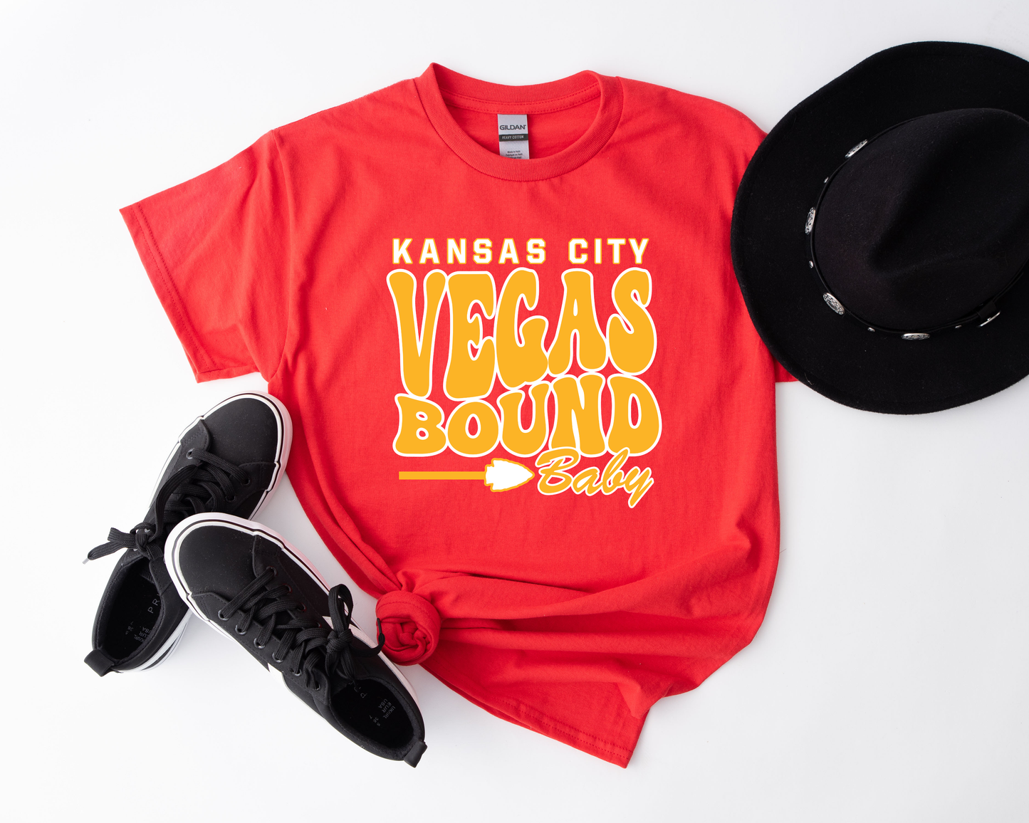 Gold Vegas Bound Baby Red Tee
