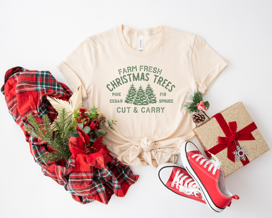 Green Farm Fresh Christmas Trees Ivory Tee