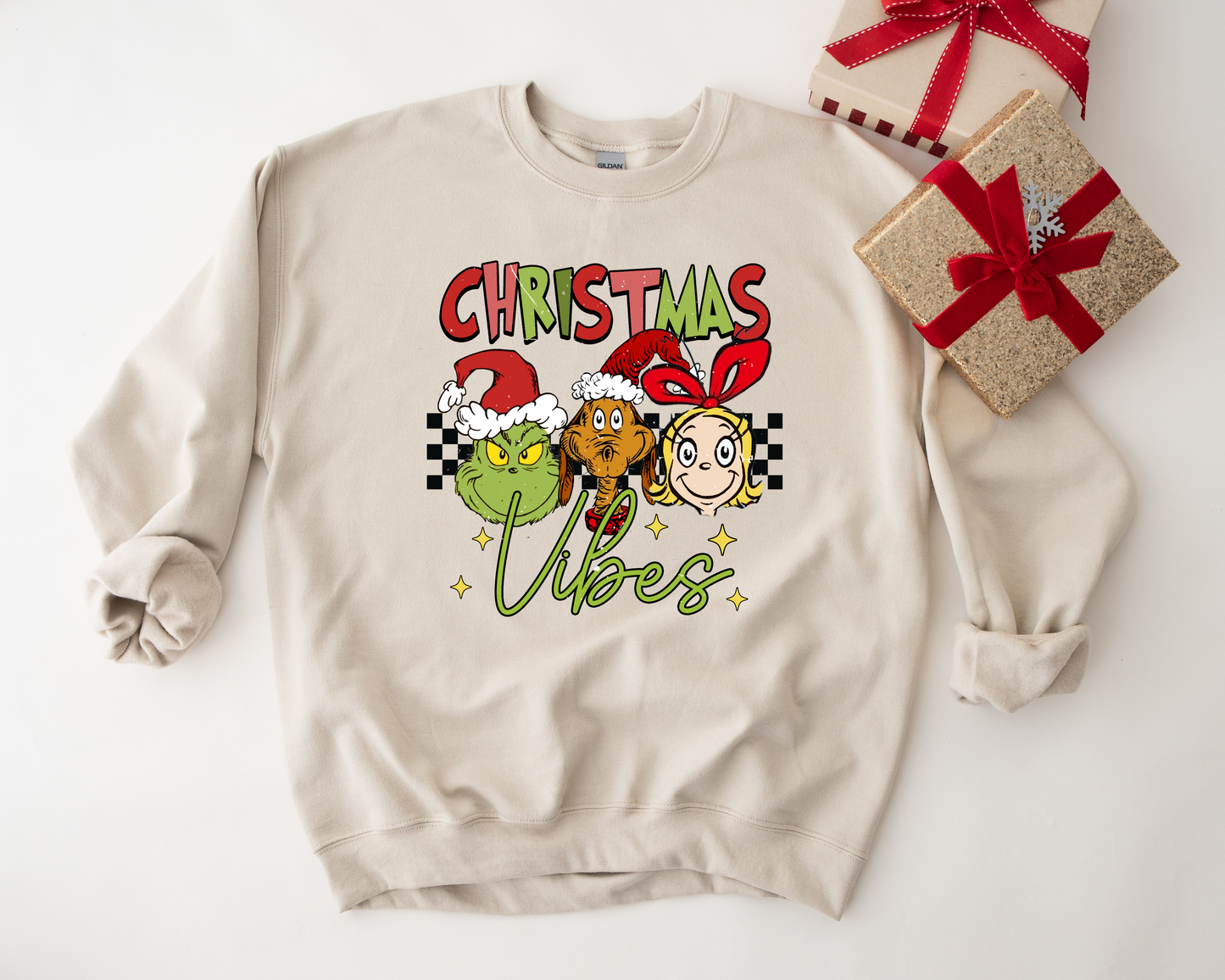 Grinch Christmas Vibes Sand Sweatshirt