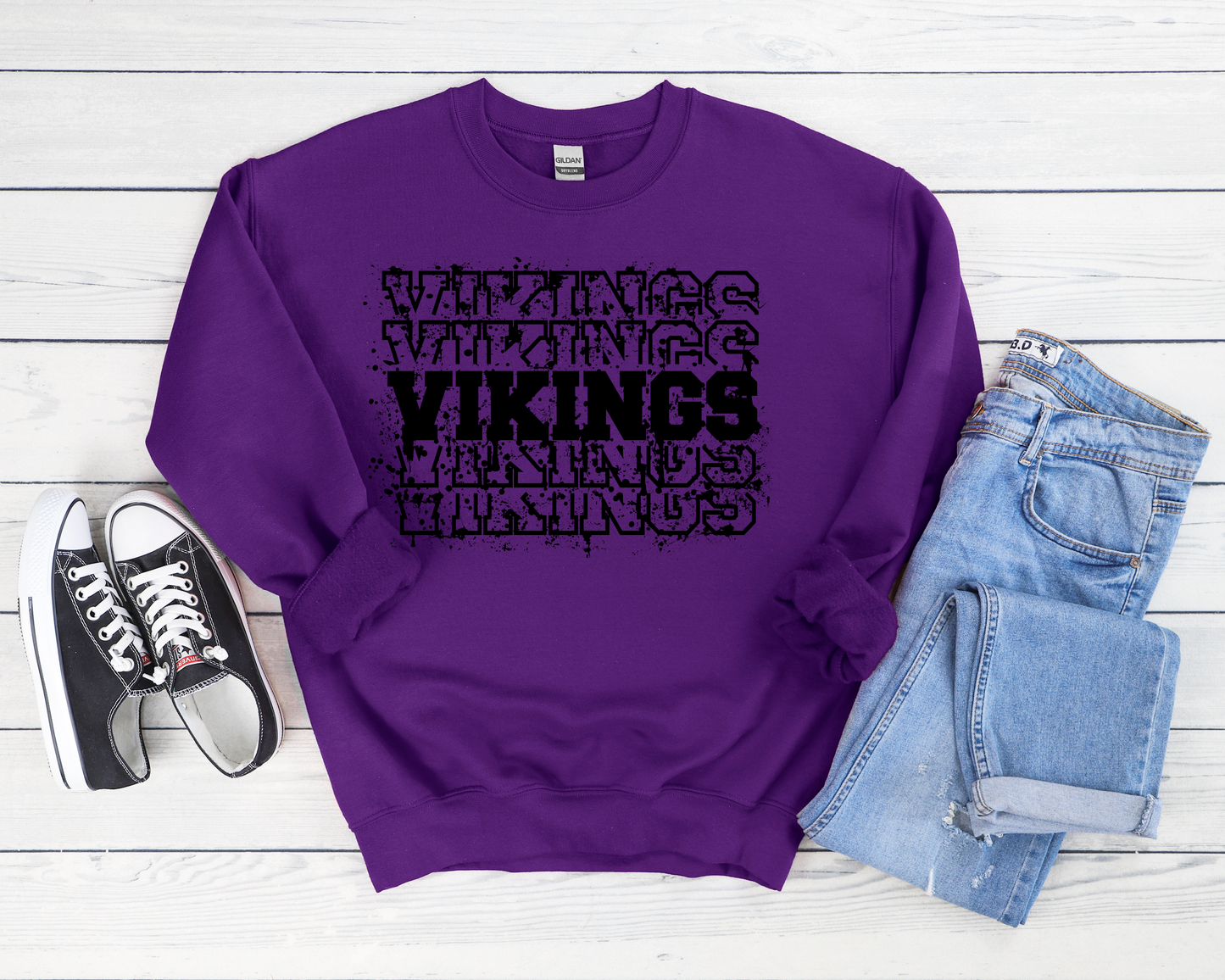 Grunge Vikings Repeat Purple Sweatshirt