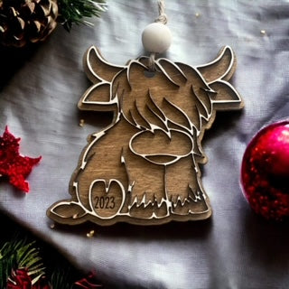 ***PREORDER*** Highland Cow Wood Ornament
