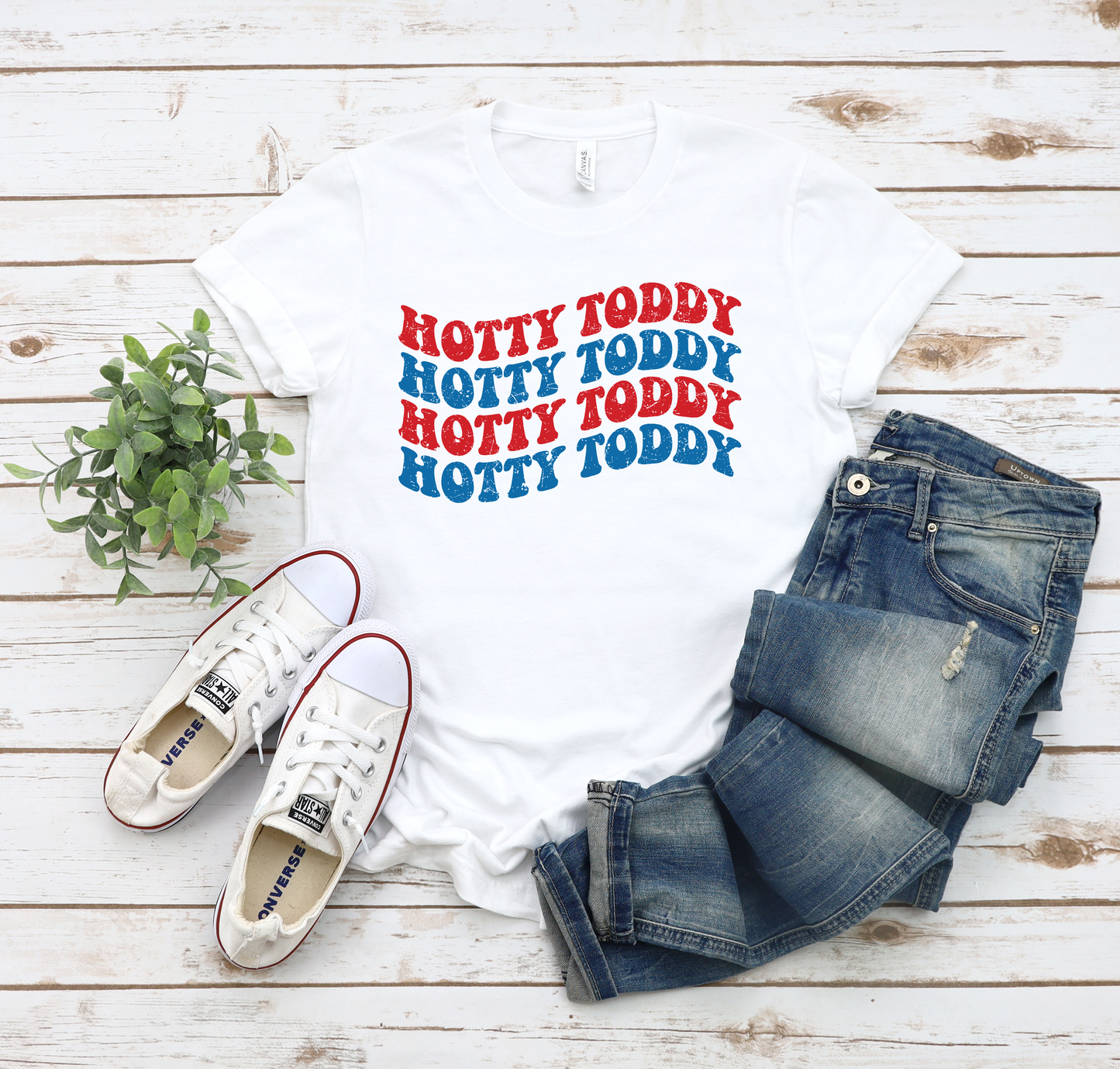 Hotty Toddy Blue & Red Repeat White Tee