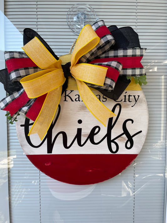 Red & Gold Chiefs Door Hanger
