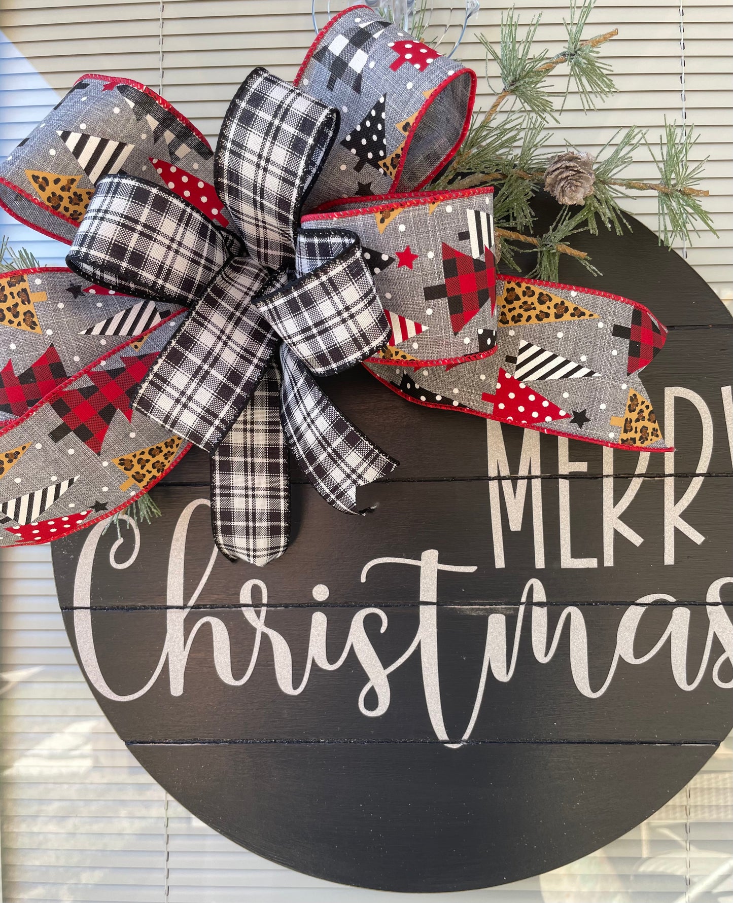 Gray & White Merry Christmas Door Hanger 15 inch