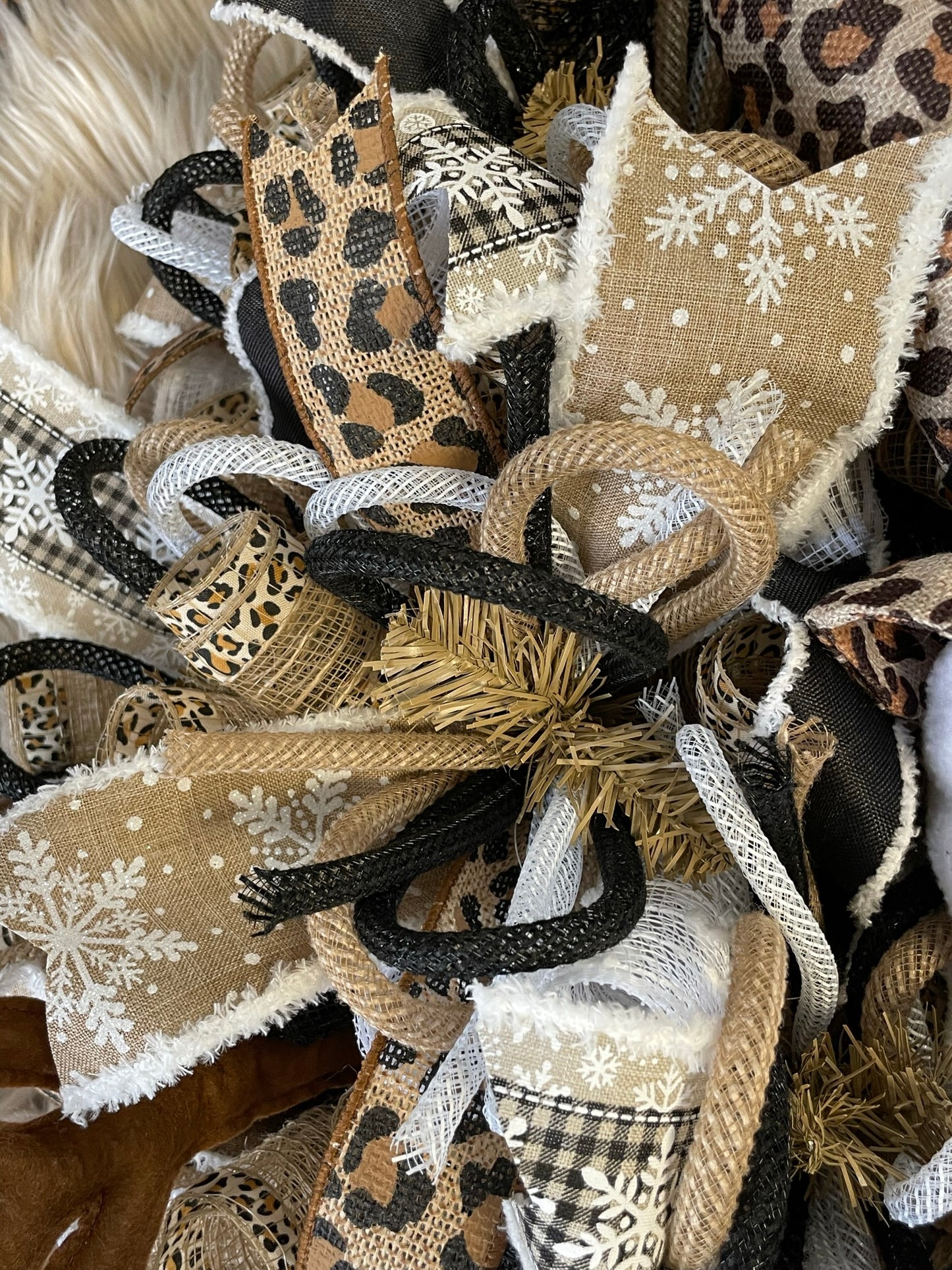 Leopard Snowman Mesh Wreath - One of a kind