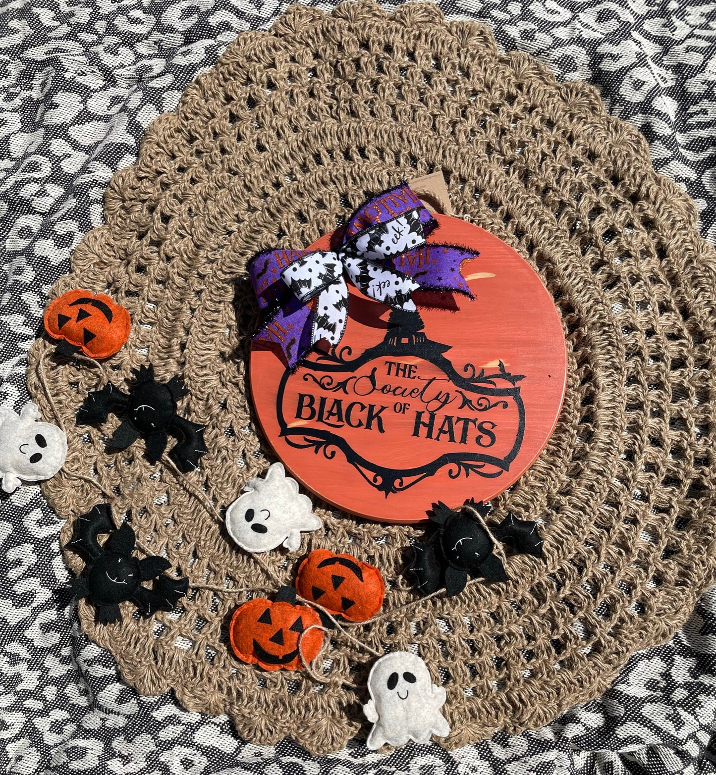 The Society of Black Hats Halloween Door Hanger
