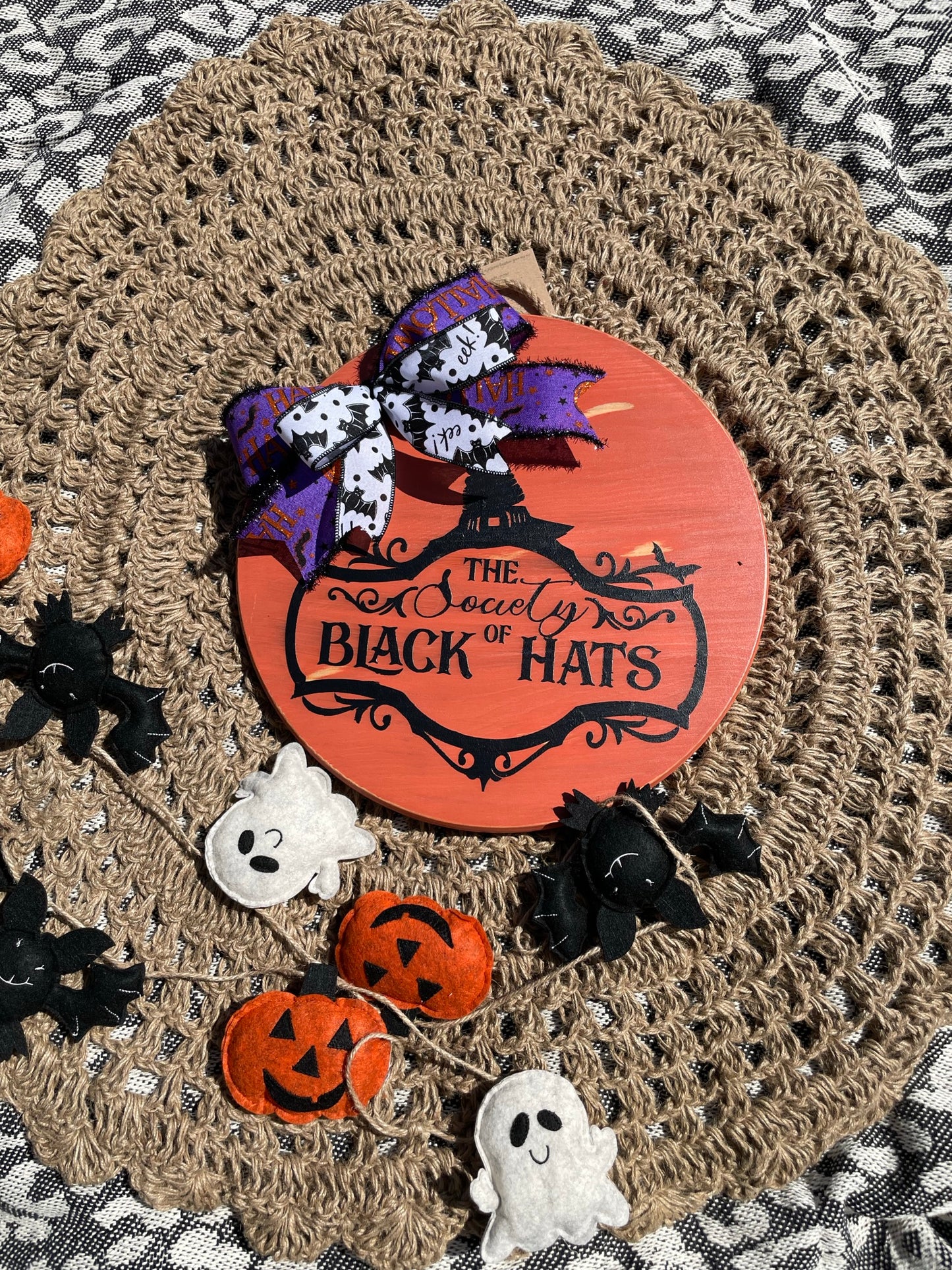 The Society of Black Hats Halloween Door Hanger