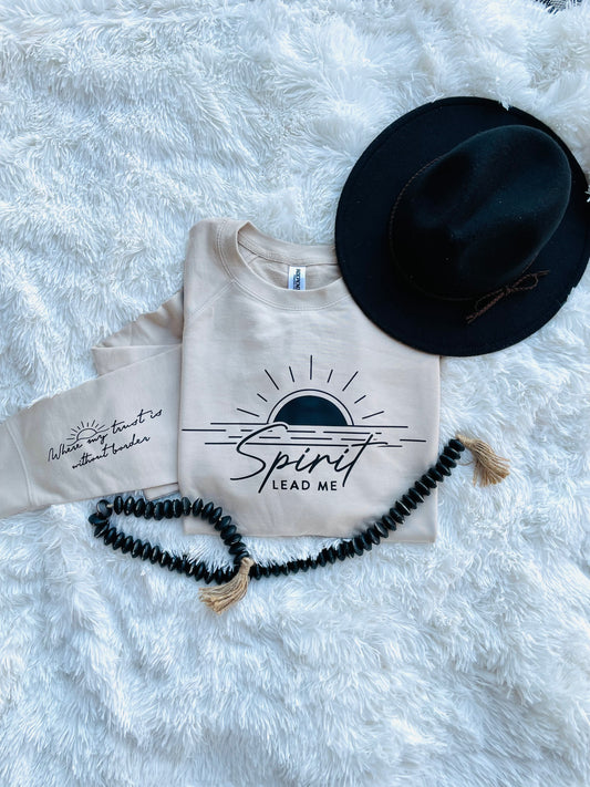 Spirit Lead Me With Sleeve Detail Sand Sweatshirt