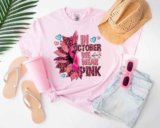In October We Wear Pink Half Sunflower Pink Sweatshirt