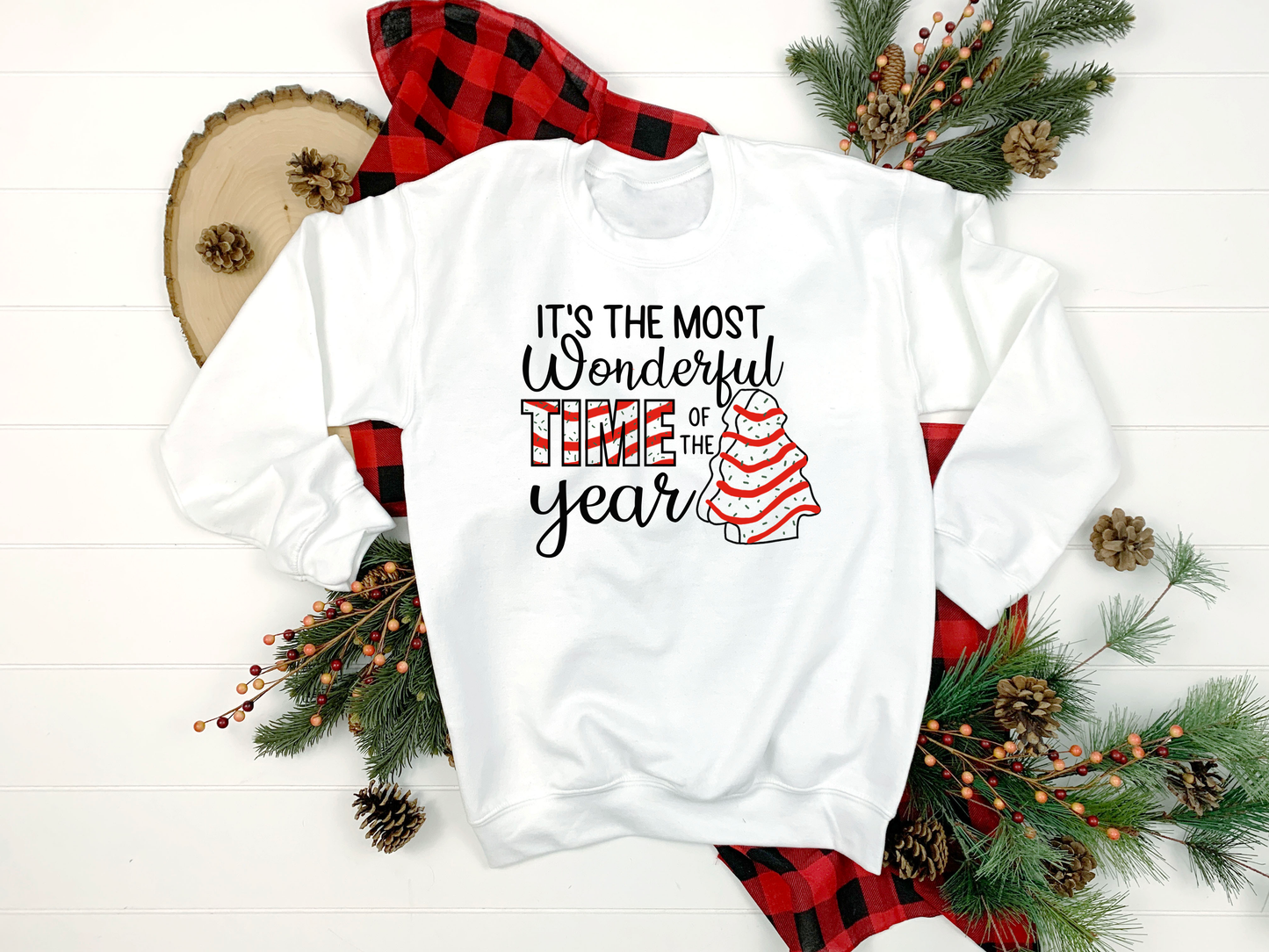 It's The Most Wonderful Time Of The Year Christmas Cake White Sweatshirt