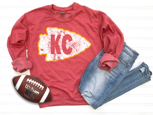 KC White Arrowhead Heather Red Sweatshirt
