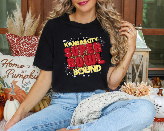 Kansas City Super Bowl Bound Black Comfort Colors Tee