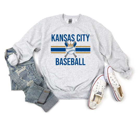 Kansas City Baseball striped Ash Sweatshirt