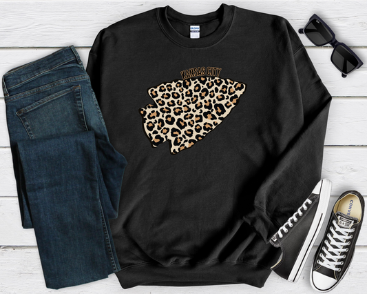 Kansas City Leopard Arrowhead Black Sweatshirt
