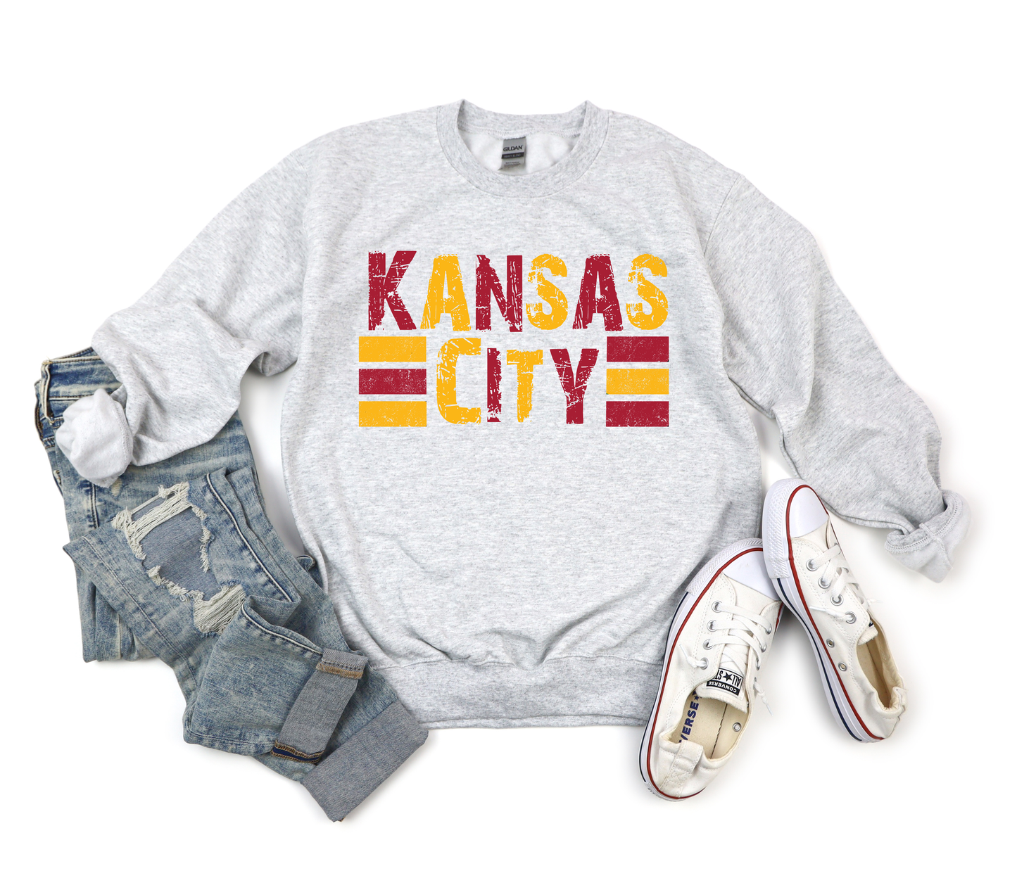 Kansas City Red & Gold Vintage Ash Sweatshirt