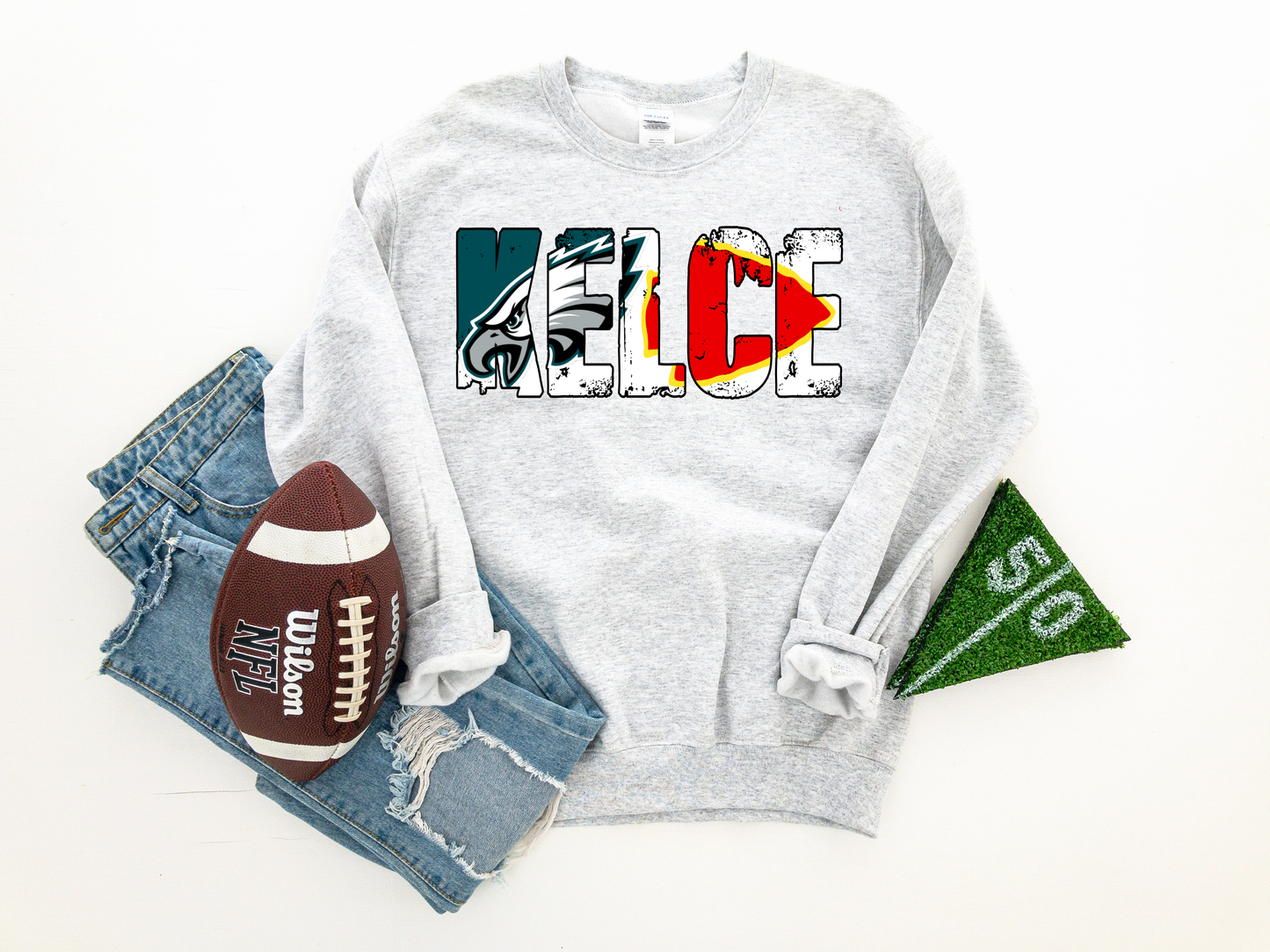 Kelce Eagle Arrowhead Ash Sweatshirt