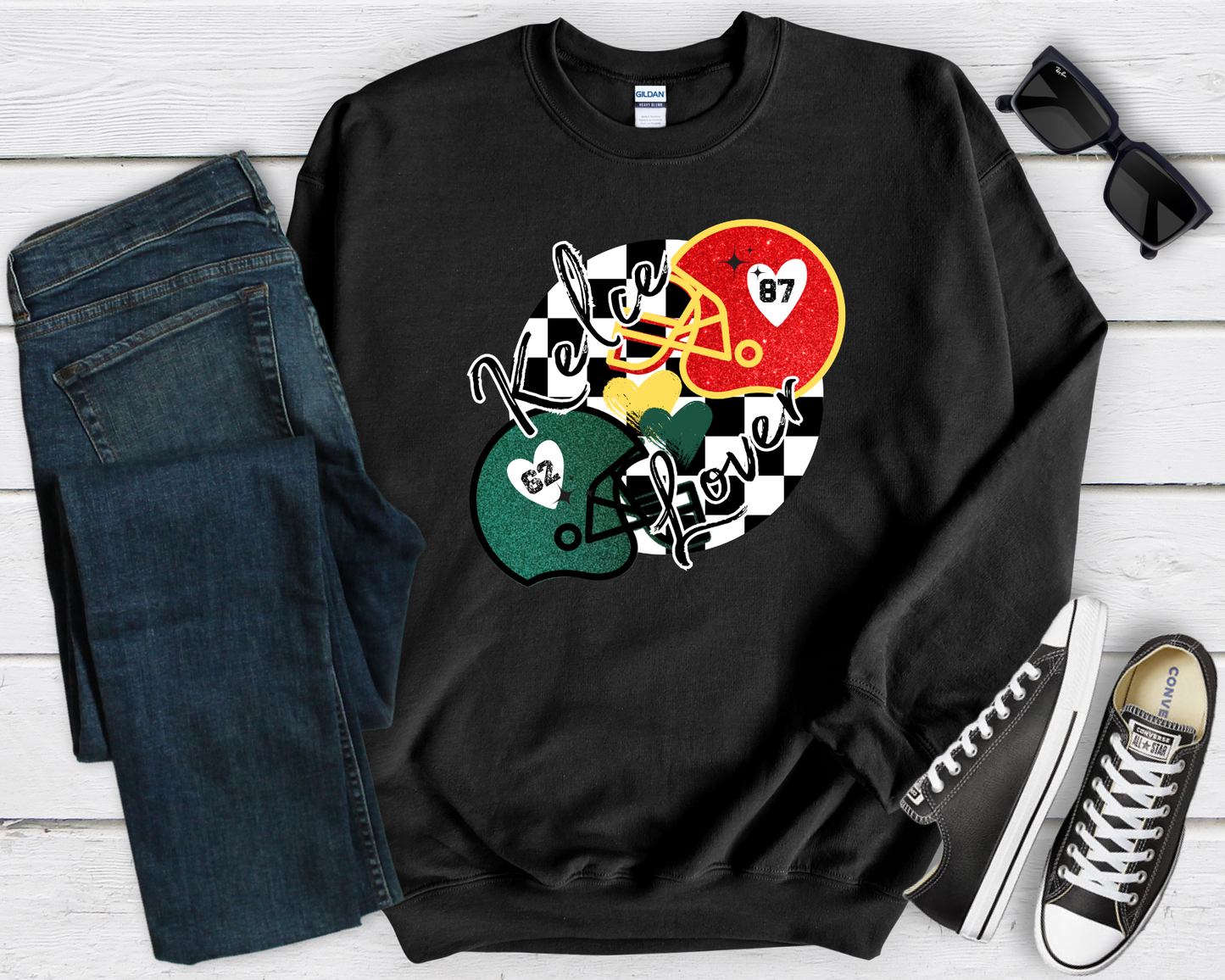 Kelce Helmets 87 & 62 Black Sweatshirt