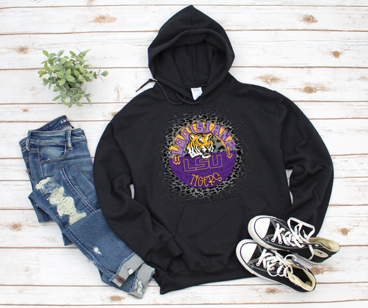 LSU Leopard Circle Black Sweatshirt